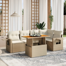vidaXL 6 részes bézs polyrattan kerti ülőgarnitúra párnával kerti bútor