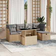 vidaXL 6 részes bézs polyrattan kerti ülőgarnitúra párnával kerti bútor