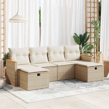 vidaXL 6 részes bézs polyrattan kerti ülőgarnitúra párnával kerti bútor