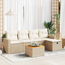 vidaXL 6 részes bézs polyrattan kerti ülőgarnitúra párnával kerti bútor