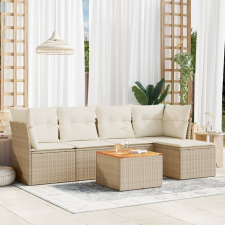 vidaXL 6 részes bézs polyrattan kerti ülőgarnitúra párnával (3255946) kerti bútor