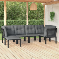 vidaXL 6 részes fekete és szürke polyrattan kerti ülőgarnitúra kerti bútor