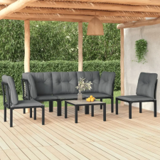 vidaXL 6 részes fekete és szürke polyrattan kerti ülőgarnitúra kerti bútor