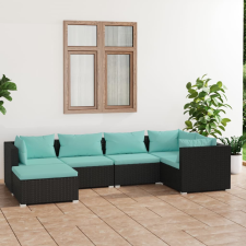 vidaXL 6-részes fekete polyrattan kerti ülőgarnitúra párnákkal kerti bútor