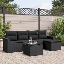 vidaXL 6 részes fekete polyrattan kerti ülőgarnitúra párnákkal kerti bútor