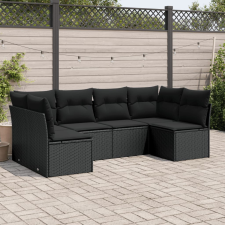 vidaXL 6 részes fekete polyrattan kerti ülőgarnitúra párnákkal kerti bútor