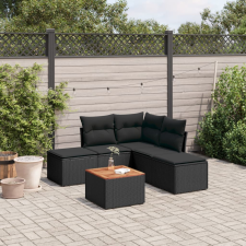vidaXL 6 részes fekete polyrattan kerti ülőgarnitúra párnákkal kerti bútor