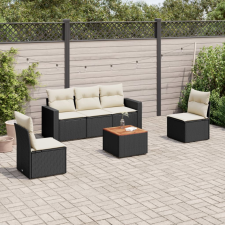 vidaXL 6 részes fekete polyrattan kerti ülőgarnitúra párnákkal kerti bútor