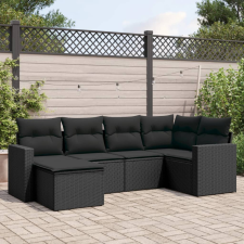 vidaXL 6 részes fekete polyrattan kerti ülőgarnitúra párnákkal kerti bútor