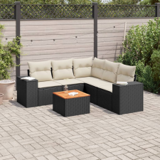 vidaXL 6 részes fekete polyrattan kerti ülőgarnitúra párnákkal kerti bútor