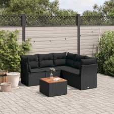 vidaXL 6 részes fekete polyrattan kerti ülőgarnitúra párnákkal kerti bútor