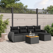 vidaXL 6 részes fekete polyrattan kerti ülőgarnitúra párnákkal kerti bútor