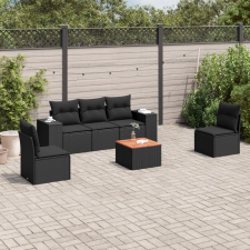 vidaXL 6 részes fekete polyrattan kerti ülőgarnitúra párnákkal kerti bútor
