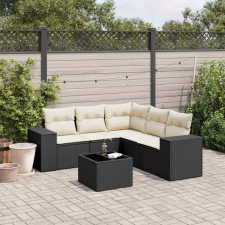 vidaXL 6 részes fekete polyrattan kerti ülőgarnitúra párnákkal kerti bútor
