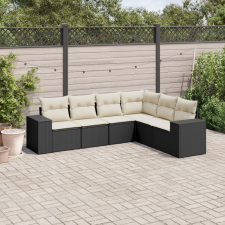 vidaXL 6 részes fekete polyrattan kerti ülőgarnitúra párnákkal kerti bútor