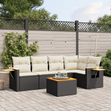 vidaXL 6 részes fekete polyrattan kerti ülőgarnitúra párnákkal kerti bútor