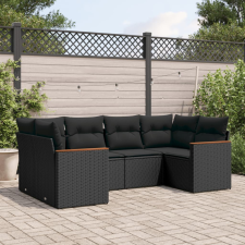 vidaXL 6 részes fekete polyrattan kerti ülőgarnitúra párnákkal kerti bútor