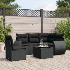 vidaXL 6 részes fekete polyrattan kerti ülőgarnitúra párnákkal kerti bútor