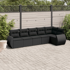 vidaXL 6 részes fekete polyrattan kerti ülőgarnitúra párnákkal kerti bútor