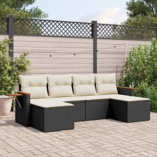 vidaXL 6 részes fekete polyrattan kerti ülőgarnitúra párnákkal kerti bútor