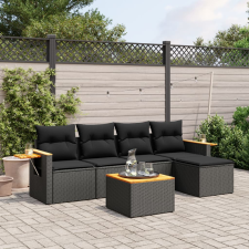 vidaXL 6 részes fekete polyrattan kerti ülőgarnitúra párnákkal kerti bútor