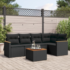 vidaXL 6 részes fekete polyrattan kerti ülőgarnitúra párnákkal kerti bútor
