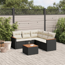 vidaXL 6 részes fekete polyrattan kerti ülőgarnitúra párnákkal kerti bútor