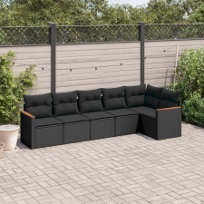 vidaXL 6 részes fekete polyrattan kerti ülőgarnitúra párnákkal kerti bútor