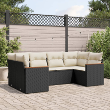 vidaXL 6 részes fekete polyrattan kerti ülőgarnitúra párnákkal kerti bútor