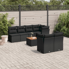 vidaXL 6 részes fekete polyrattan kerti ülőgarnitúra párnákkal kerti bútor