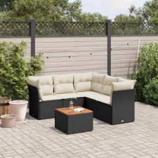 vidaXL 6 részes fekete polyrattan kerti ülőgarnitúra párnákkal kerti bútor