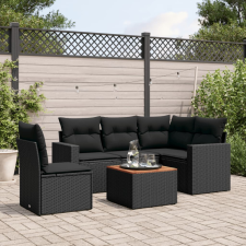 vidaXL 6 részes fekete polyrattan kerti ülőgarnitúra párnákkal kerti bútor
