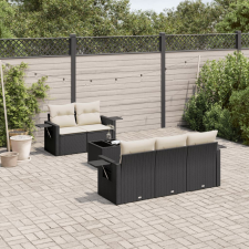 vidaXL 6 részes fekete polyrattan kerti ülőgarnitúra párnákkal kerti bútor