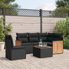 vidaXL 6 részes fekete polyrattan kerti ülőgarnitúra párnákkal kerti bútor