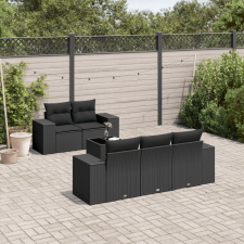 vidaXL 6 részes fekete polyrattan kerti ülőgarnitúra párnákkal kerti bútor