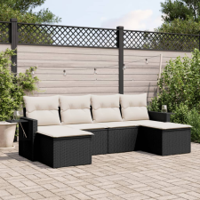 vidaXL 6 részes fekete polyrattan kerti ülőgarnitúra párnákkal kerti bútor