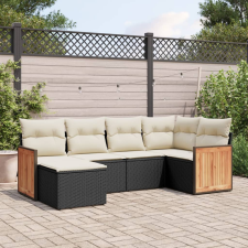 vidaXL 6 részes fekete polyrattan kerti ülőgarnitúra párnákkal kerti bútor