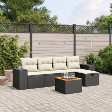 vidaXL 6 részes fekete polyrattan kerti ülőgarnitúra párnákkal kerti bútor