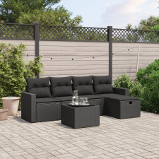 vidaXL 6 részes fekete polyrattan kerti ülőgarnitúra párnákkal kerti bútor