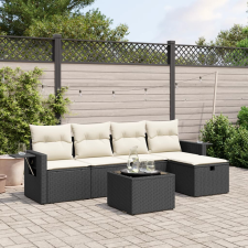 vidaXL 6 részes fekete polyrattan kerti ülőgarnitúra párnákkal kerti bútor