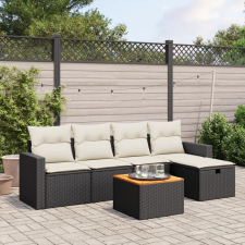 vidaXL 6 részes fekete polyrattan kerti ülőgarnitúra párnákkal kerti bútor