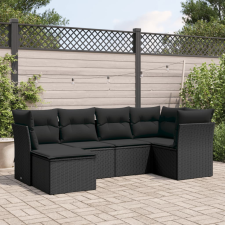 vidaXL 6 részes fekete polyrattan kerti ülőgarnitúra párnákkal kerti bútor