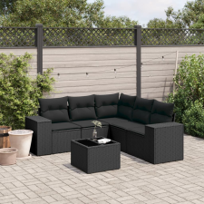 vidaXL 6 részes fekete polyrattan kerti ülőgarnitúra párnákkal kerti bútor