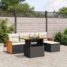 vidaXL 6 részes fekete polyrattan kerti ülőgarnitúra párnákkal kerti bútor