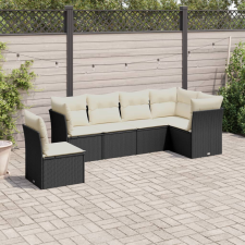 vidaXL 6 részes fekete polyrattan kerti ülőgarnitúra párnákkal kerti bútor