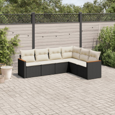 vidaXL 6 részes fekete polyrattan kerti ülőgarnitúra párnákkal kerti bútor