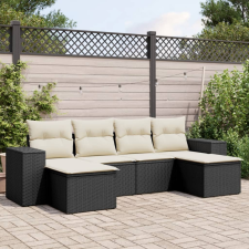 vidaXL 6 részes fekete polyrattan kerti ülőgarnitúra párnákkal kerti bútor