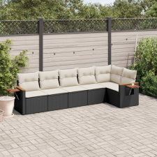 vidaXL 6 részes fekete polyrattan kerti ülőgarnitúra párnákkal kerti bútor