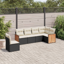 vidaXL 6 részes fekete polyrattan kerti ülőgarnitúra párnákkal kerti bútor