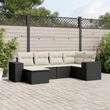 vidaXL 6 részes fekete polyrattan kerti ülőgarnitúra párnákkal kerti bútor
